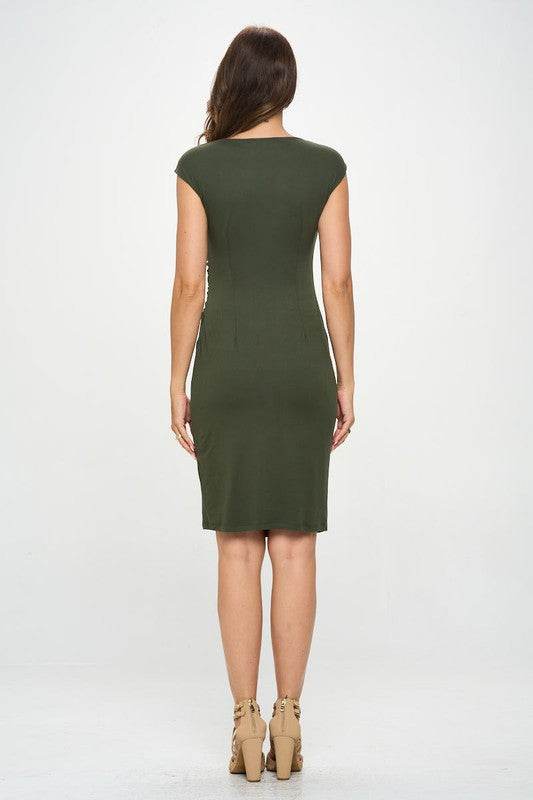 Brushed Knit Short Sleeve Bodycon Dress with Slit - Shop Style & More | Fresh Looks, Everyday Deals & Free Shipping