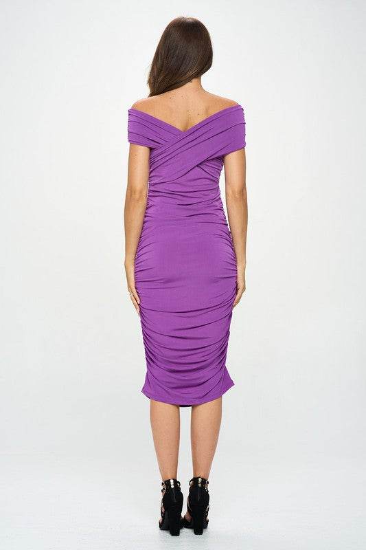 Solid Off Shoulder Midi Bodycon Dress - Shop Style & More | Fresh Looks, Everyday Deals & Free Shipping