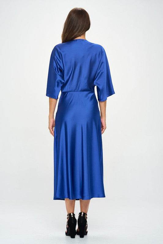 Satin Stretch Solid Dress with Front Twist - Shop Style & More | Fresh Looks, Everyday Deals & Free Shipping