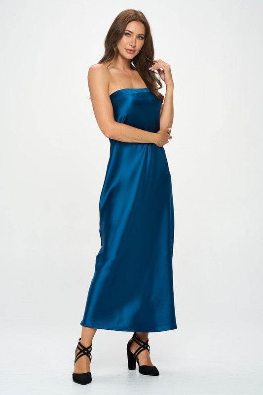 Made in USA Silky Satin Tube Draped Dress - Shop Style & More | Fresh Looks, Everyday Deals & Free Shipping