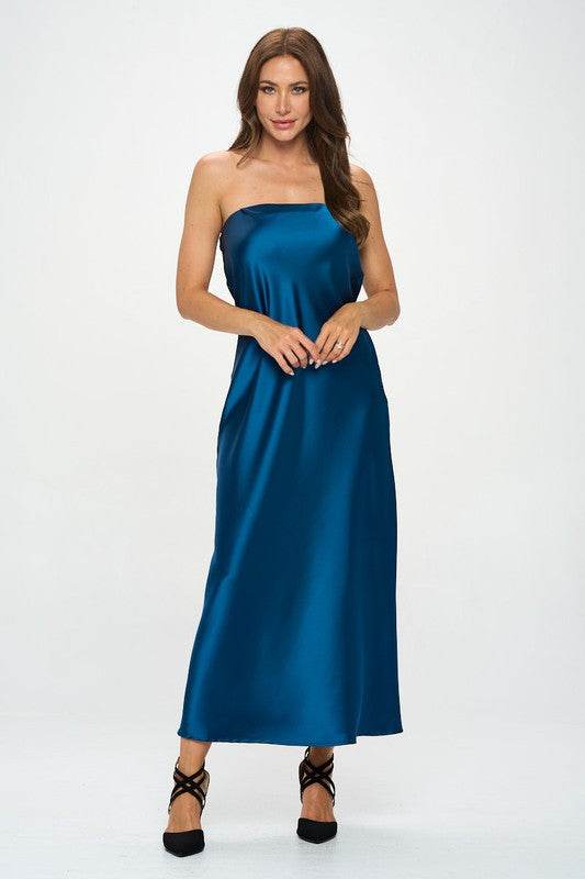 Made in USA Silky Satin Tube Draped Dress - Shop Style & More | Fresh Looks, Everyday Deals & Free Shipping
