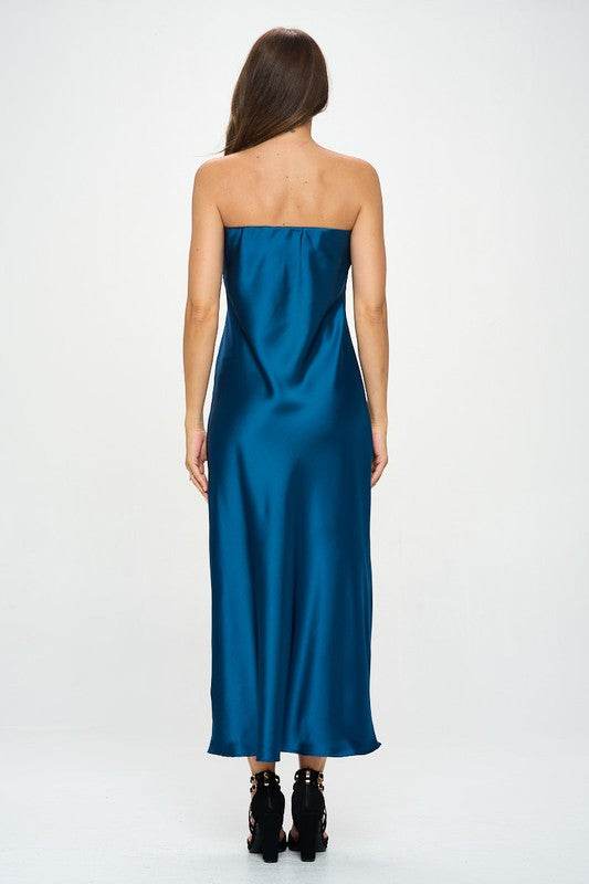 Made in USA Silky Satin Tube Draped Dress - Shop Style & More | Fresh Looks, Everyday Deals & Free Shipping