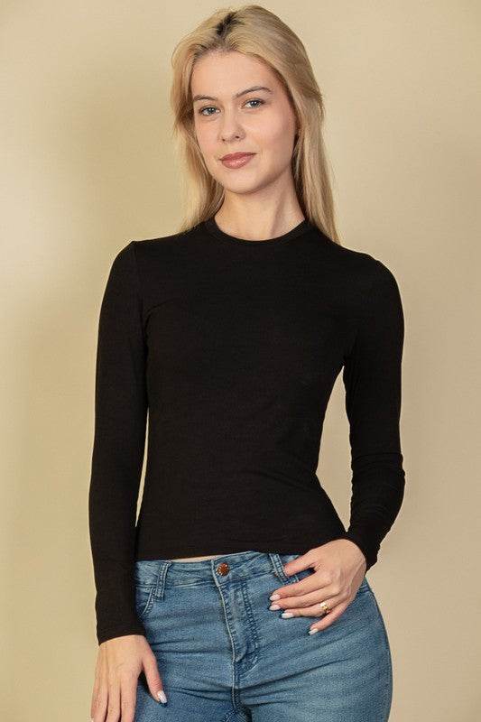 Ribbed Round Neck Long Sleeve Top - Shop Style & More | Fresh Looks, Everyday Deals & Free Shipping