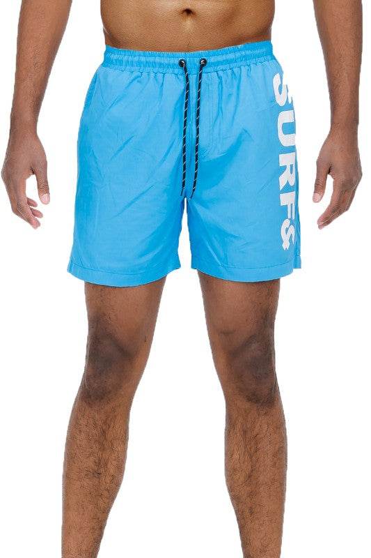 Solid Lined Beach Swim Text Swim Shorts - Shop Style & More | Fresh Looks, Everyday Deals & Free Shipping
