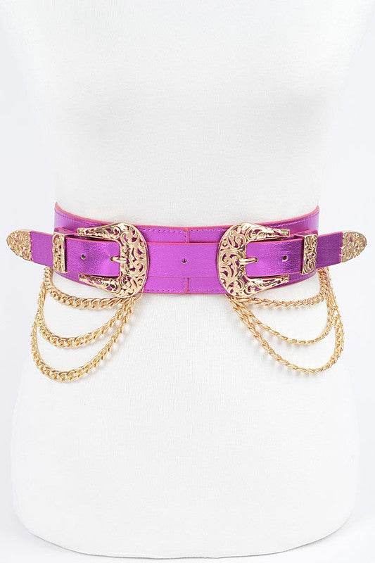 Double Buckle Metallic Stretch Belt - Shop Style & More | Fresh Looks, Everyday Deals & Free Shipping