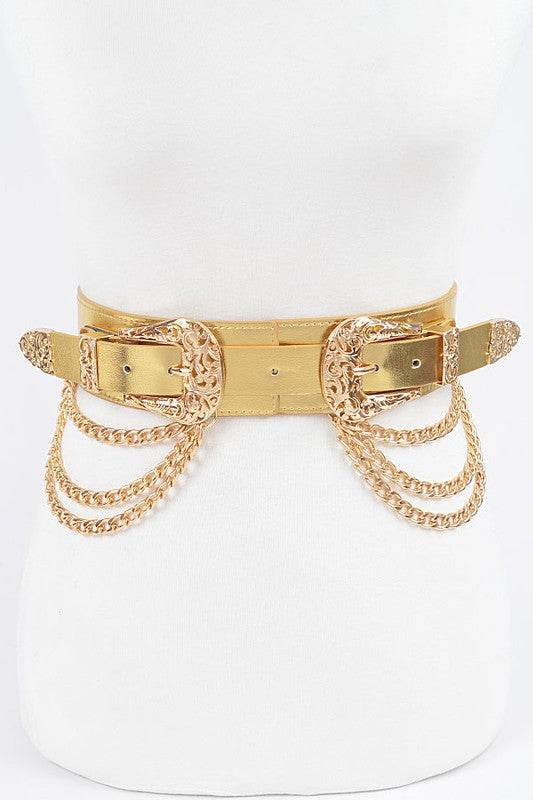 Double Buckle Metallic Stretch Belt - Shop Style & More | Fresh Looks, Everyday Deals & Free Shipping