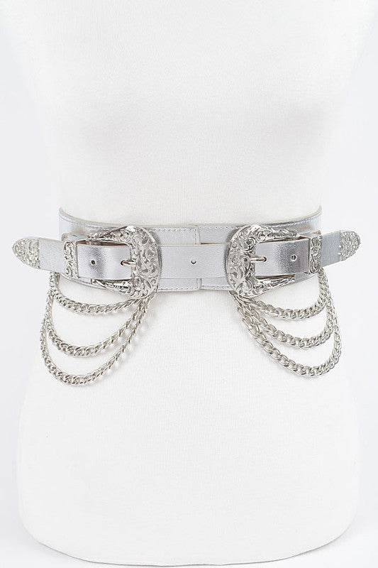 Double Buckle Metallic Stretch Belt - Shop Style & More | Fresh Looks, Everyday Deals & Free Shipping