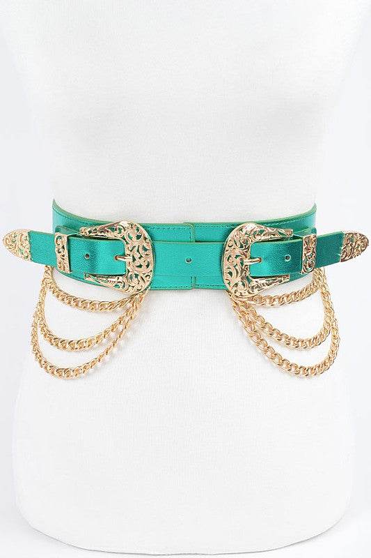 Double Buckle Metallic Stretch Belt - Shop Style & More | Fresh Looks, Everyday Deals & Free Shipping