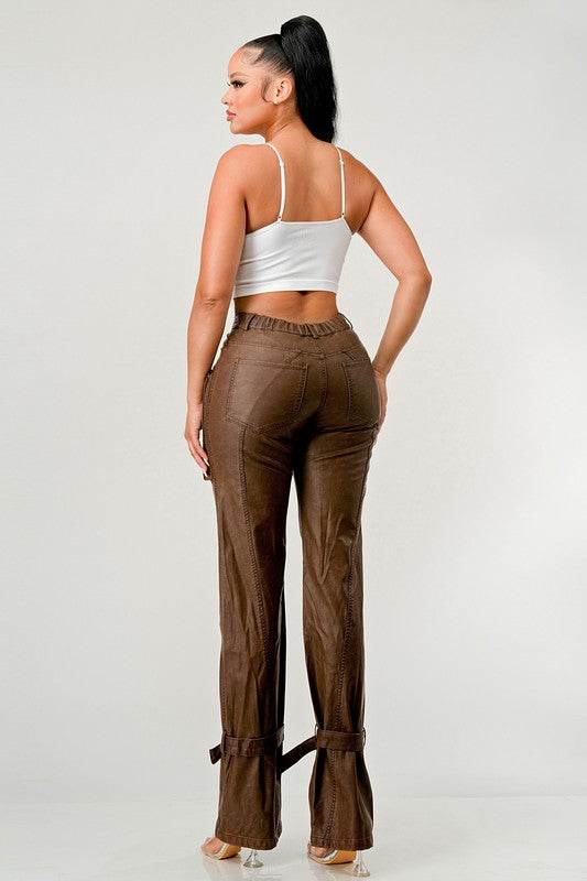 Athina PU Brown Cargo Pants - Shop Style & More | Fresh Looks, Everyday Deals & Free Shipping