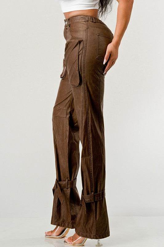 Athina PU Brown Cargo Pants - Shop Style & More | Fresh Looks, Everyday Deals & Free Shipping