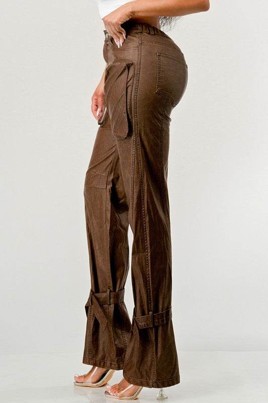 Athina PU Brown Cargo Pants - Shop Style & More | Fresh Looks, Everyday Deals & Free Shipping