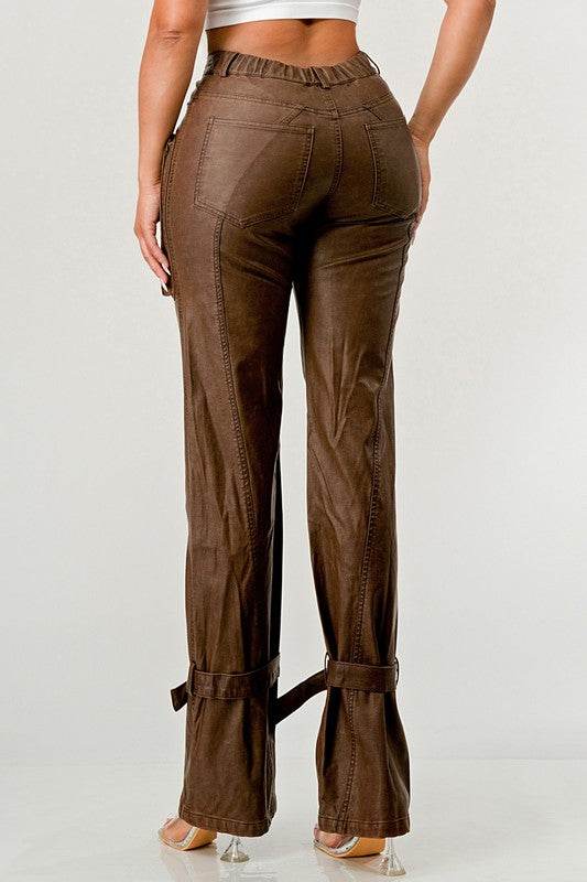 Athina PU Brown Cargo Pants - Shop Style & More | Fresh Looks, Everyday Deals & Free Shipping