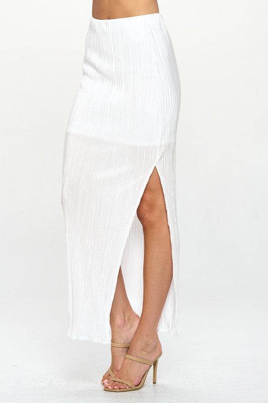 Made in USA Plisse Maxi Skirt with Slit - Shop Style & More | Fresh Looks, Everyday Deals & Free Shipping