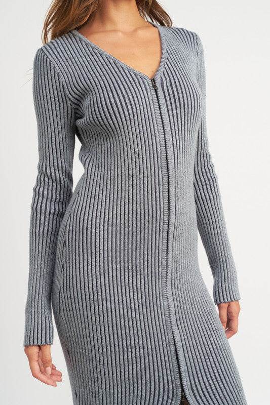 V-Neck Midi Dress w/ Two-Way Zipper - Shop Style & More | Fresh Looks, Everyday Deals & Free Shipping