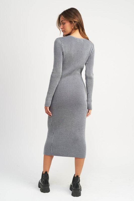 V-Neck Midi Dress w/ Two-Way Zipper - Shop Style & More | Fresh Looks, Everyday Deals & Free Shipping