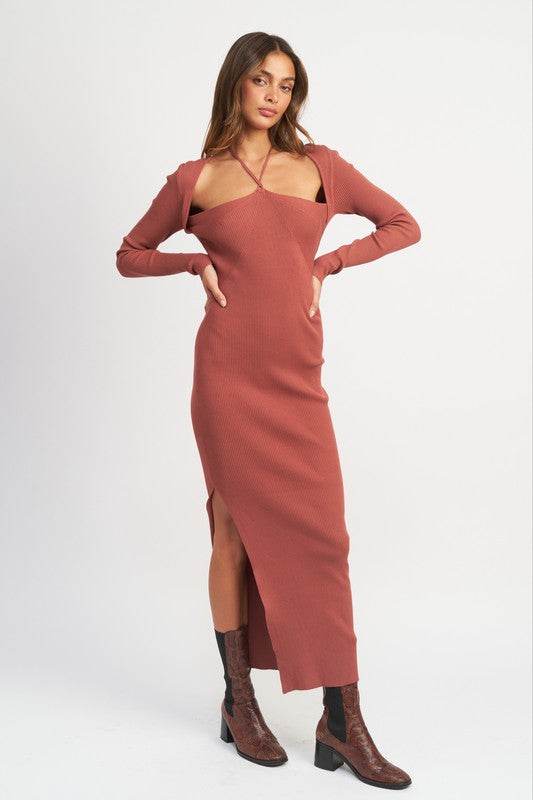 HALTER NECK MAXI DRESS WITH SLIT - Shop Style & More | Fresh Looks, Everyday Deals & Free Shipping