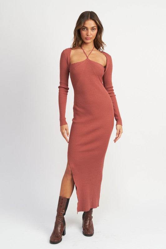 HALTER NECK MAXI DRESS WITH SLIT - Shop Style & More | Fresh Looks, Everyday Deals & Free Shipping