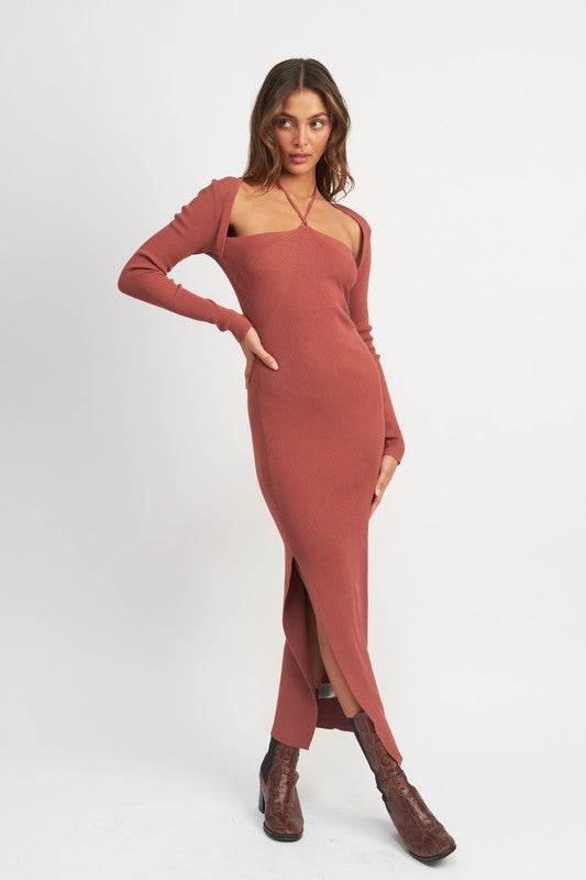 HALTER NECK MAXI DRESS WITH SLIT - Shop Style & More | Fresh Looks, Everyday Deals & Free Shipping