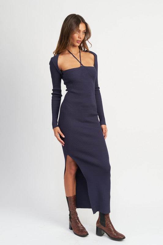 HALTER NECK MAXI DRESS WITH SLIT - Shop Style & More | Fresh Looks, Everyday Deals & Free Shipping