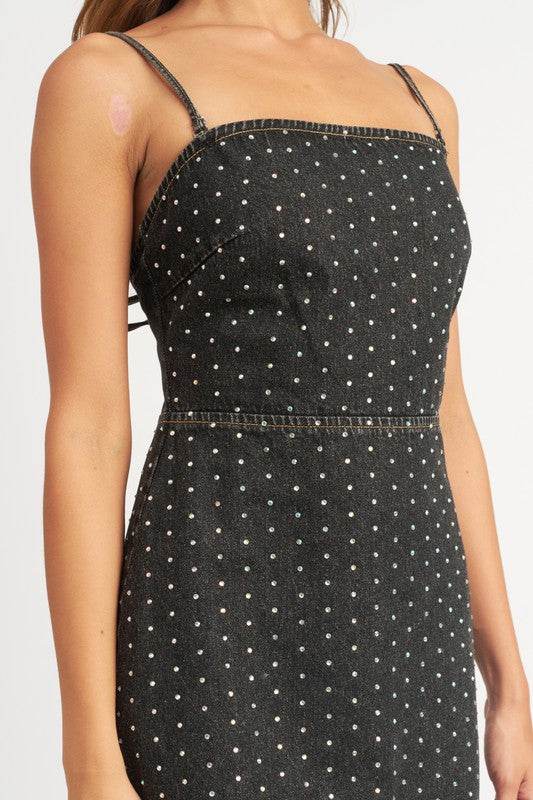 CINCHED WAIST RHINESTONE MINI DRESS - Shop Style & More | Fresh Looks, Everyday Deals & Free Shipping