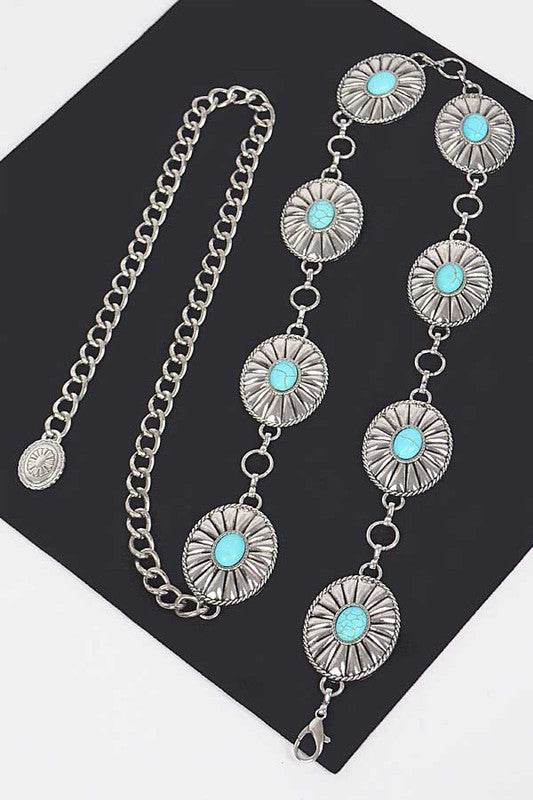 Turquoise Western Concho Chain Belt - Shop Style & More | Fresh Looks, Everyday Deals & Free Shipping