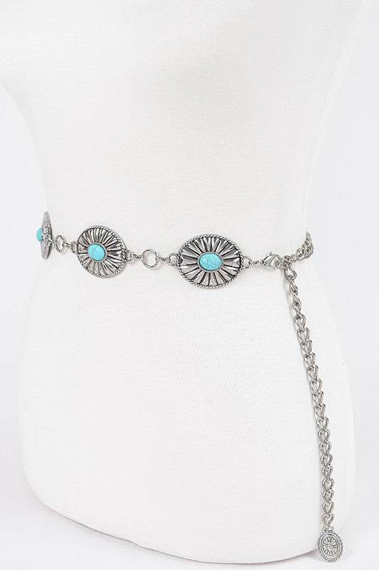 Turquoise Western Concho Chain Belt - Shop Style & More | Fresh Looks, Everyday Deals & Free Shipping