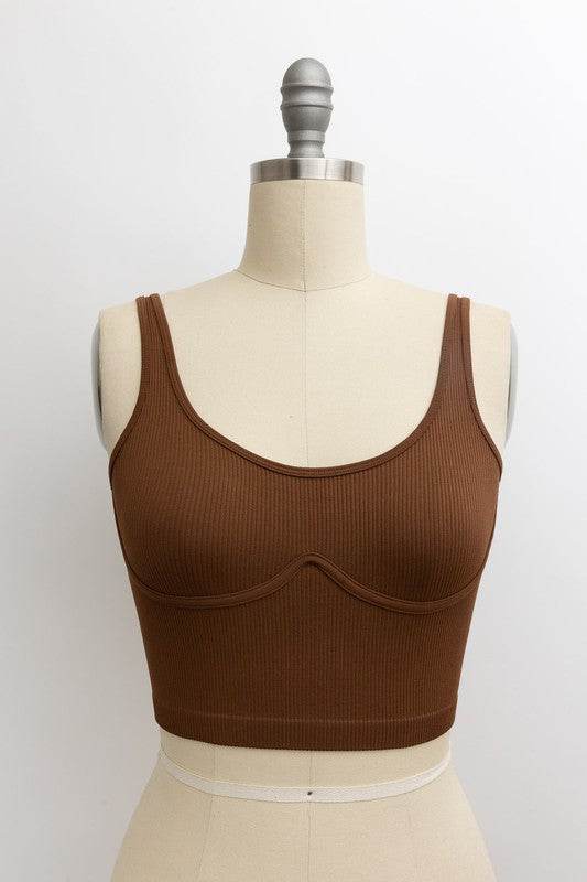 Ribbed Underline Seams Brami Top - Shop Style & More | Fresh Looks, Everyday Deals & Free Shipping