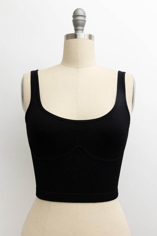 Ribbed Underline Seams Brami Top - Shop Style & More | Fresh Looks, Everyday Deals & Free Shipping