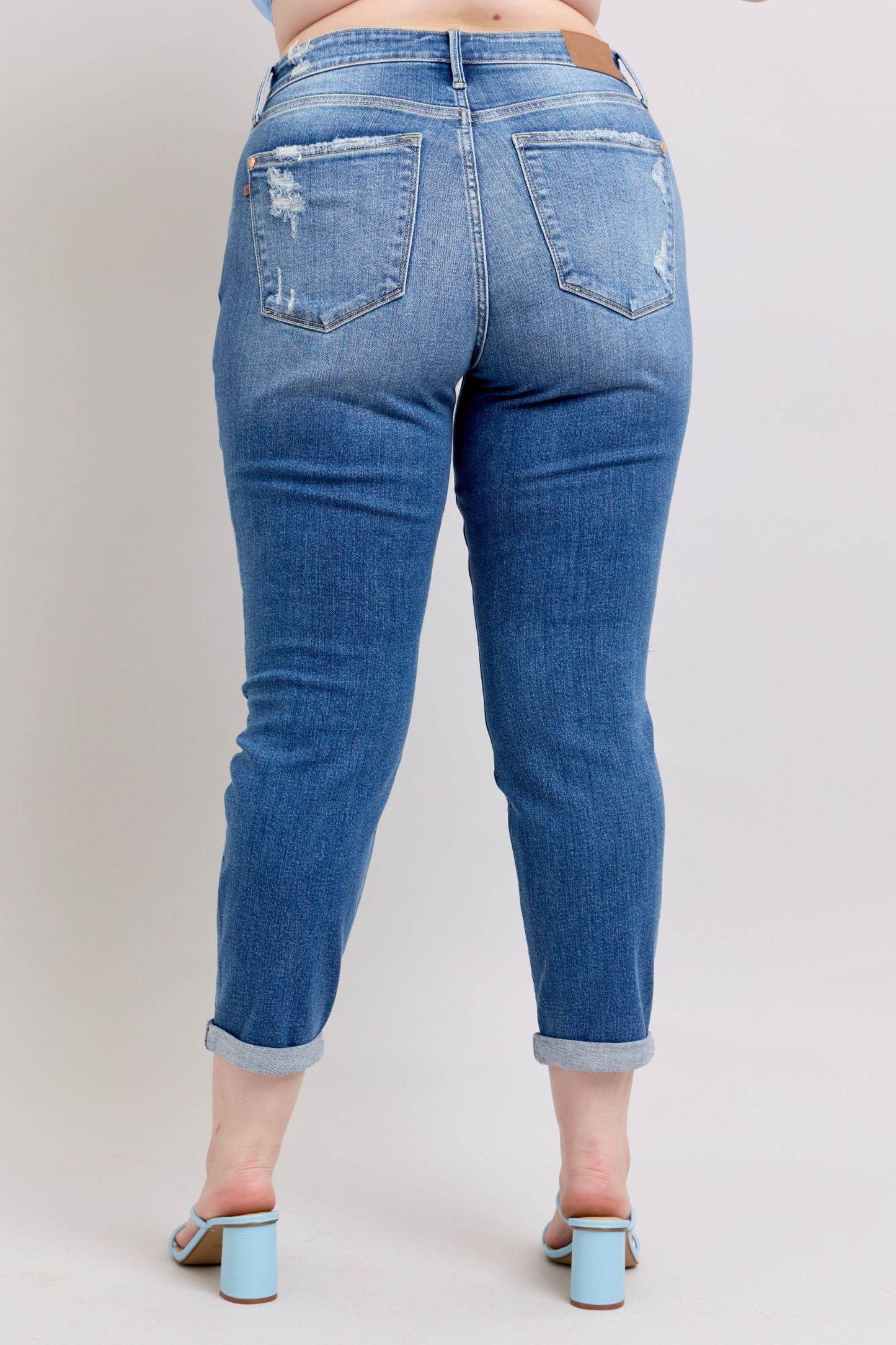 Judy Blue Full Size Button Fly Distressed Jeans with Pockets Plus Size - Shop Style & More | Fresh Looks, Everyday Deals & Free Shipping