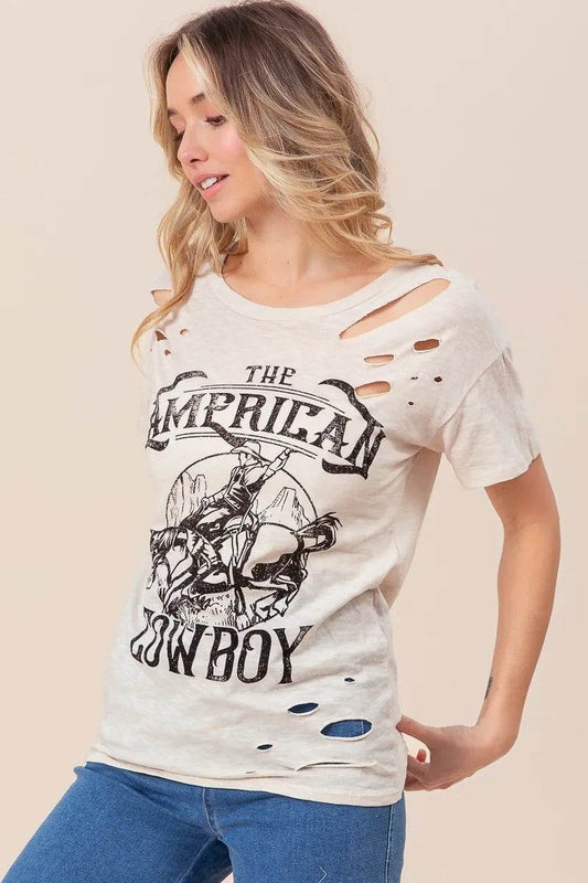BiBi Cotton Slub Laser Top American Cow Boy Graphic - Shop Style & More | Fresh Looks, Everyday Deals & Free Shipping