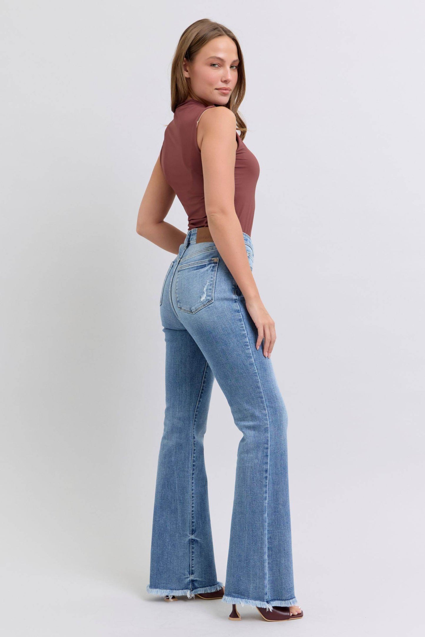 Judy Blue Full Size Raw Hem High Rise Bootcut Jeans - Shop Style & More | Fresh Looks, Everyday Deals & Free Shipping