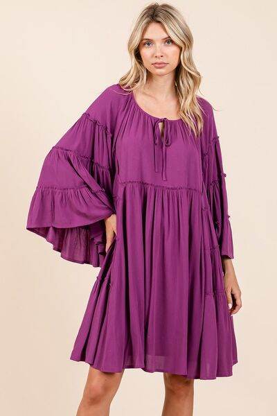 Mittoshop Frill Tie Neck Bell Sleeve Dress - Shop Style & More | Fresh Looks, Everyday Deals & Free Shipping