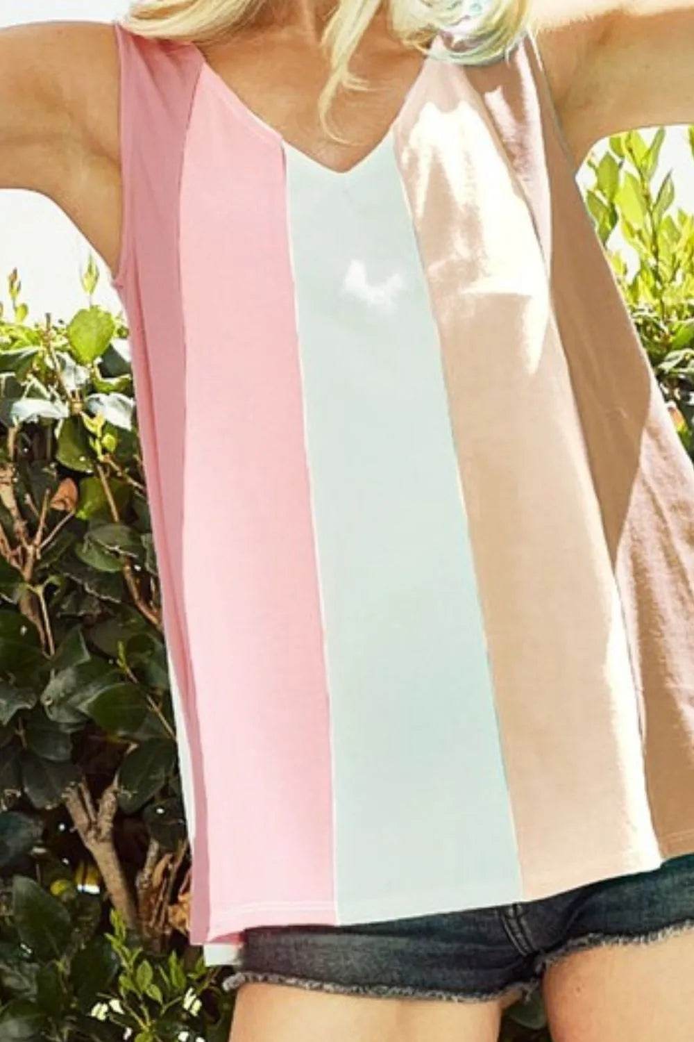 BiBi Cotton Span Knit Color Block Sleeveless Top - Shop Style & More | Fresh Looks, Everyday Deals & Free Shipping