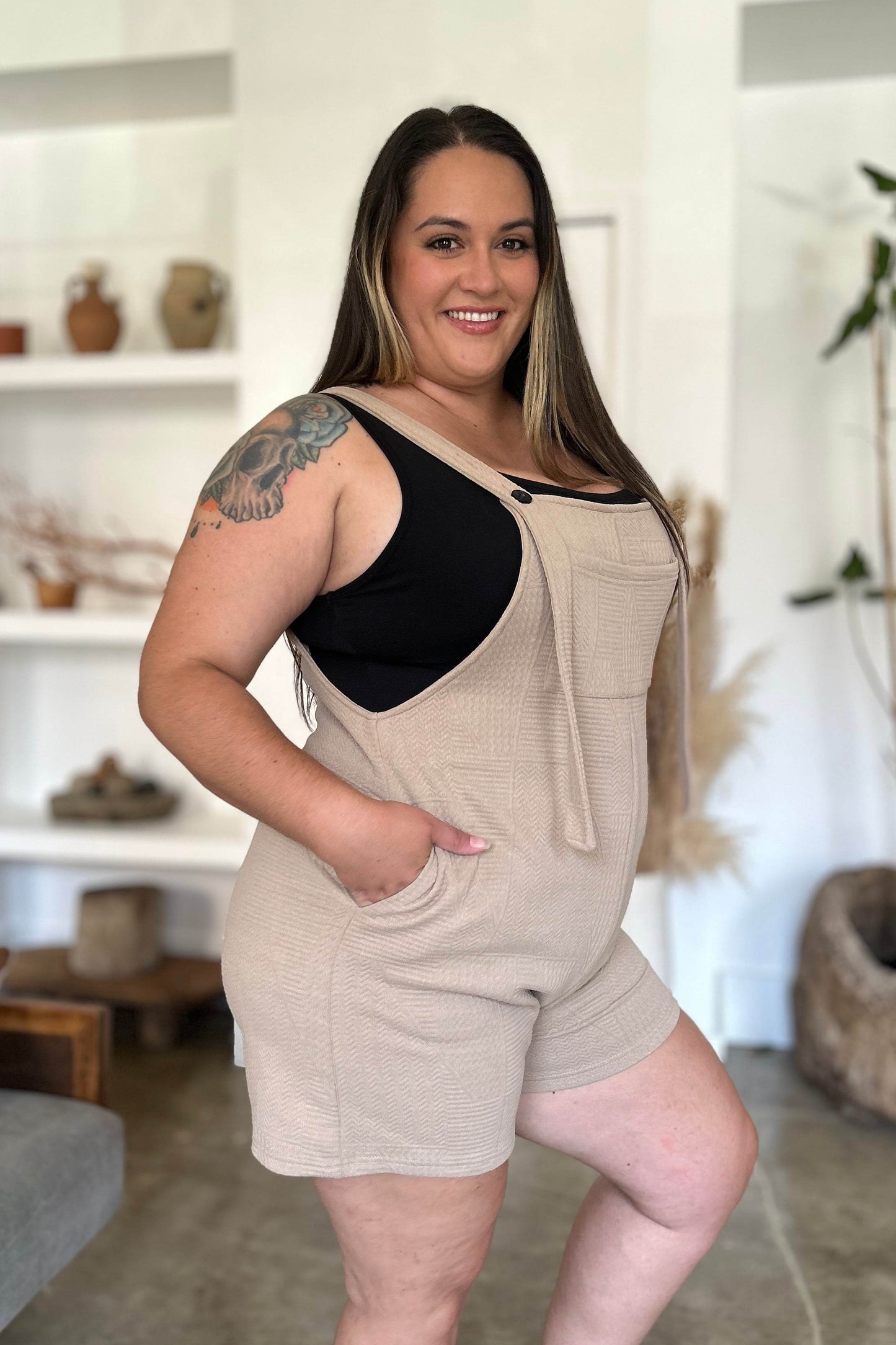Double Take Full Size Texture Sleeveless Romper - Shop Style & More | Fresh Looks, Everyday Deals & Free Shipping