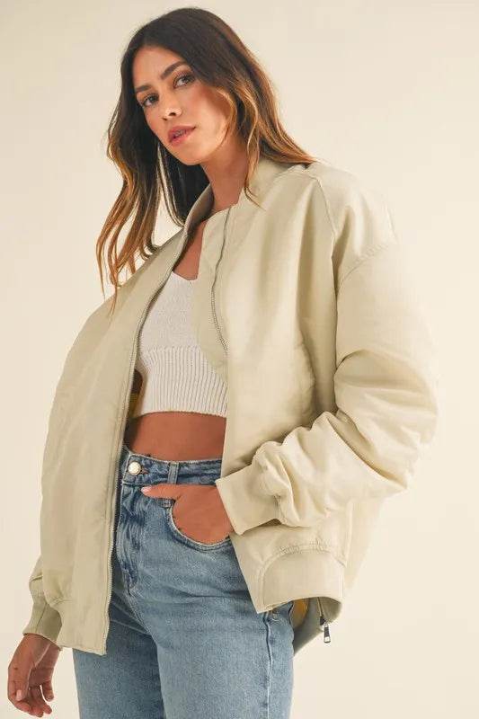 MABLE Back Ruched Utiltiy Bomber Jacket - Shop Style & More | Fresh Looks, Everyday Deals & Free Shipping
