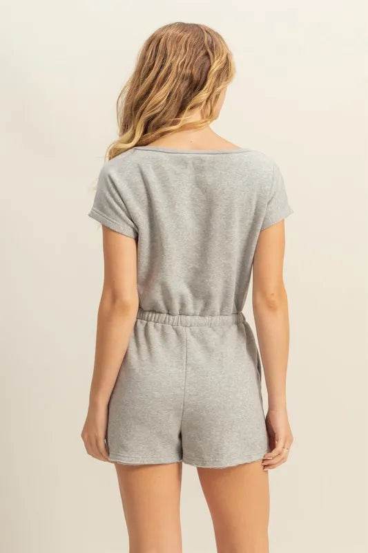 HYFVE Round Neck Short Sleeve Drawstring Waist Romper - Shop Style & More | Fresh Looks, Everyday Deals & Free Shipping