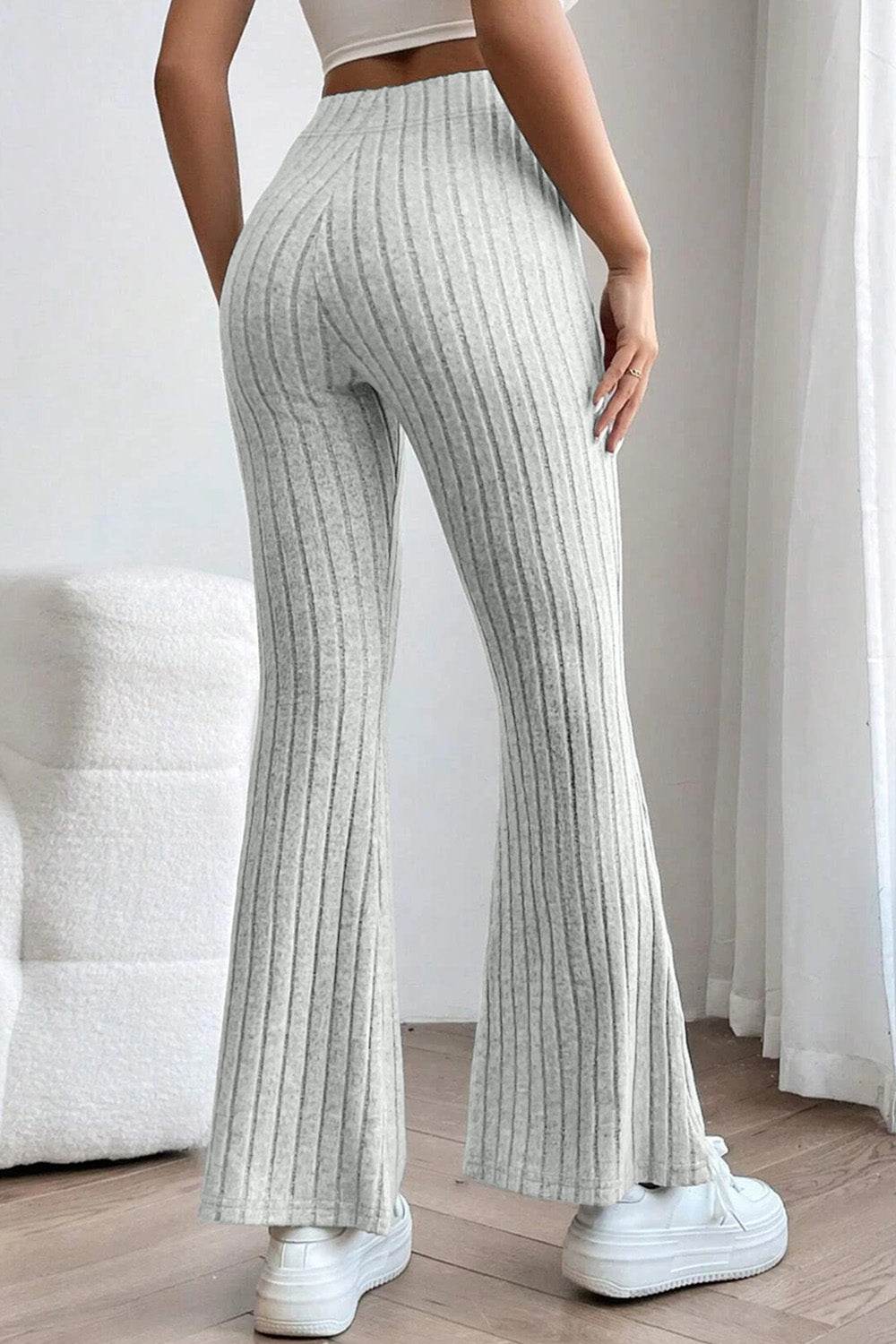 Basic Bae Full Size Ribbed High Waist Flare Pants - Shop Style & More | Fresh Looks, Everyday Deals & Free Shipping