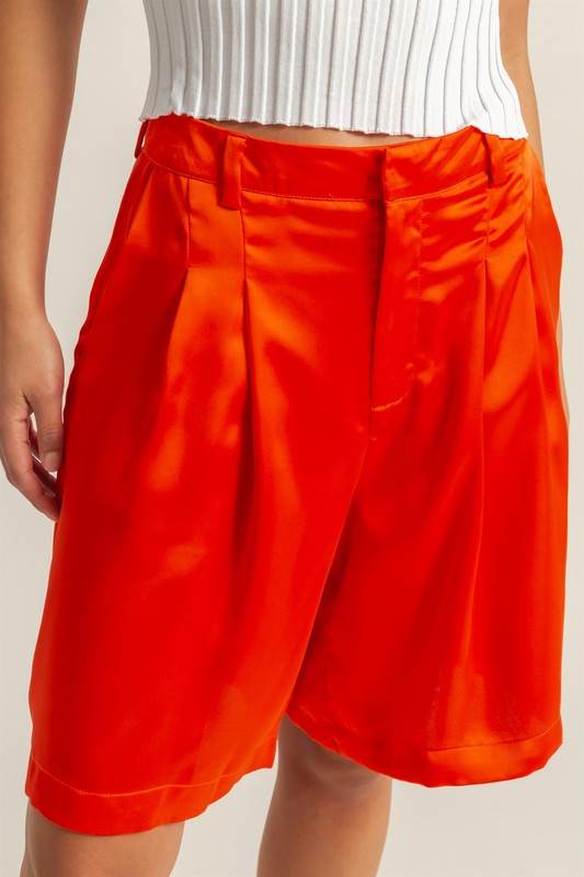 HYFVE High-Waist Pleated Satin Shorts - Shop Style & More | Fresh Looks, Everyday Deals & Free Shipping