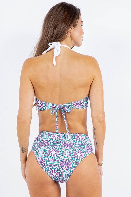 TWO PIECE FLORAL PRINTS CRISS CROSS HALTER BIKINI - Shop Style & More | Fresh Looks, Everyday Deals & Free Shipping