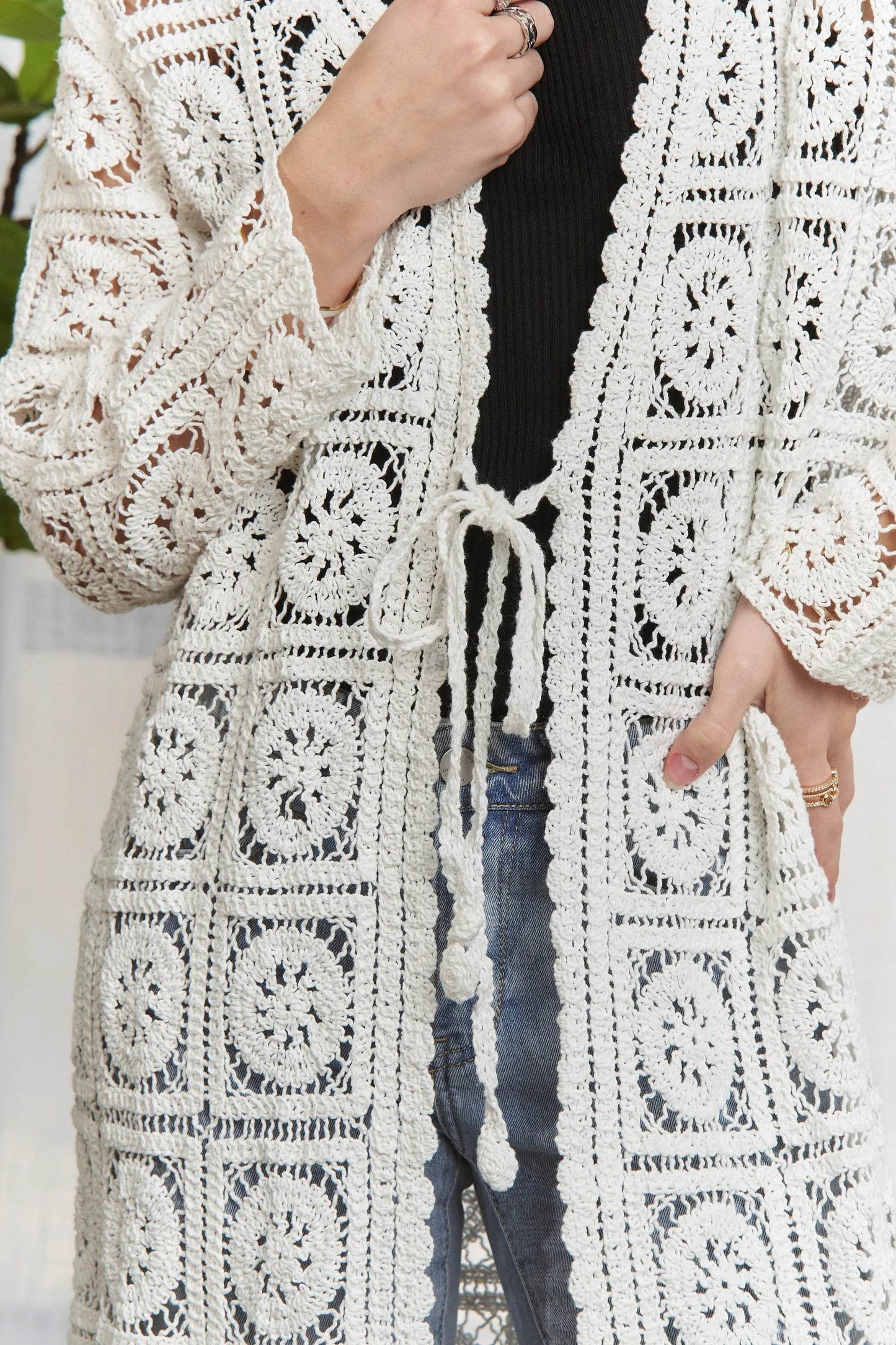 ADORA Long Sleeves Crochet Elastic Cardigan - Shop Style & More | Fresh Looks, Everyday Deals & Free Shipping