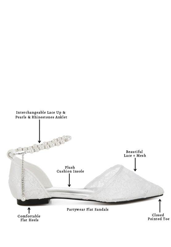 Shrami Pearl & Rhinestone Strap Flat Sandals - Shop Style & More | Fresh Looks, Everyday Deals & Free Shipping