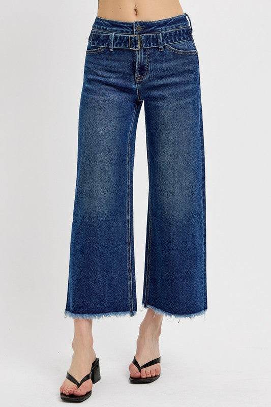 RISEN Raw Hem Wide Leg Attached Buckle Jeans - Shop Style & More | Fresh Looks, Everyday Deals & Free Shipping
