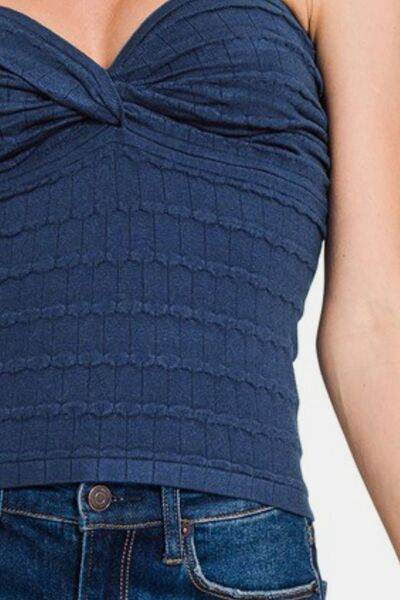 Zenana Ruched Twisted Sweetheart Neck Top - Shop Style & More | Fresh Looks, Everyday Deals & Free Shipping