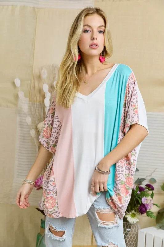 ADORA Colorblock Casual Knit Tunic Top - Shop Style & More | Fresh Looks, Everyday Deals & Free Shipping