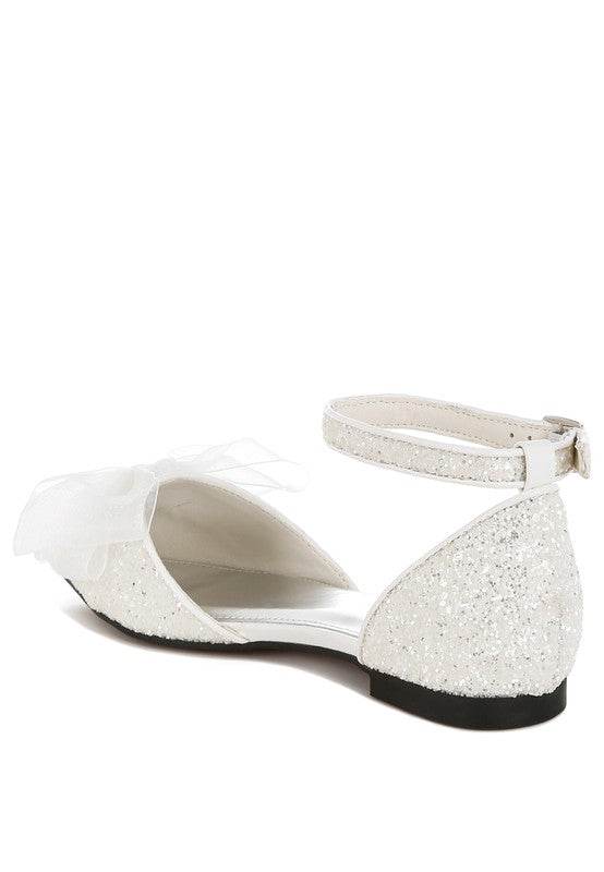 Clarice Sheer Bow Detail Glitter Flat Sandals - Shop Style & More | Fresh Looks, Everyday Deals & Free Shipping