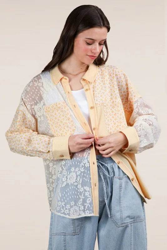 VERY J Plus Size Contrast Ribbed Knit Lace Shacket - Shop Style & More | Fresh Looks, Everyday Deals & Free Shipping