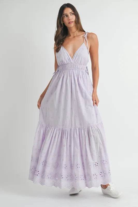 MABLE Eyelet Lace Maxi Dress With Side Strap Details - Shop Style & More | Fresh Looks, Everyday Deals & Free Shipping