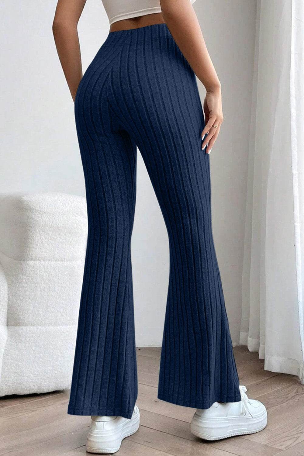 Basic Bae Full Size Ribbed High Waist Flare Pants - Shop Style & More | Fresh Looks, Everyday Deals & Free Shipping