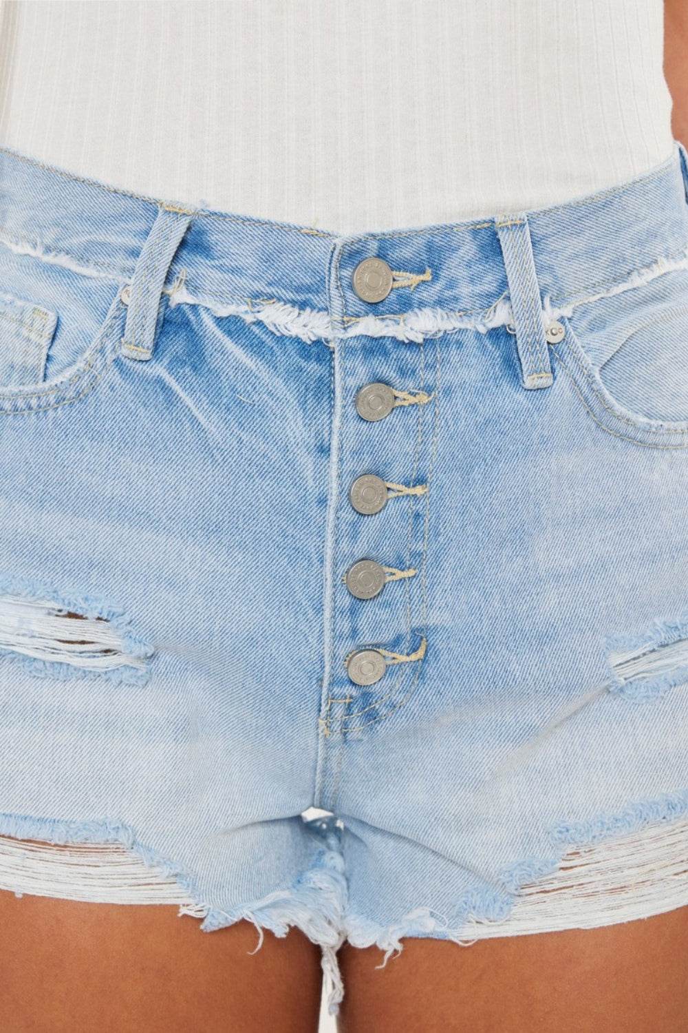 Kancan Distressed Button Fly Denim Shorts - Shop Style & More | Fresh Looks, Everyday Deals & Free Shipping