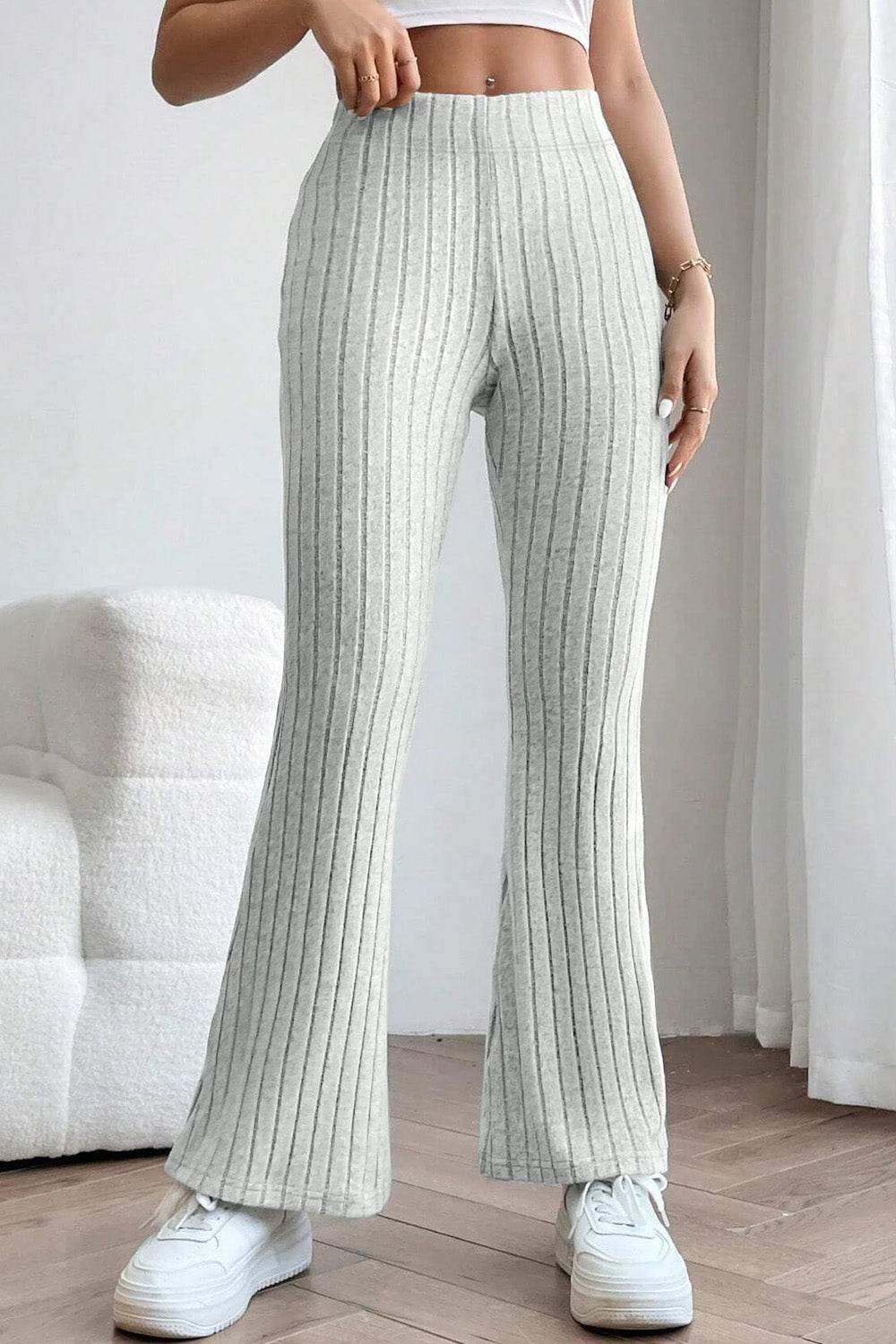 Basic Bae Full Size Ribbed High Waist Flare Pants - Shop Style & More | Fresh Looks, Everyday Deals & Free Shipping